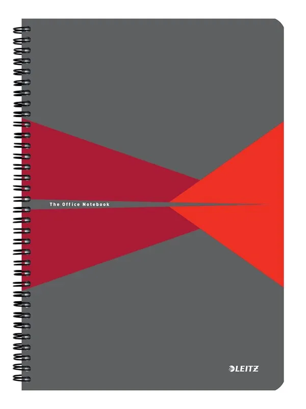 Leitz Office Notebook A4 squared wirebound with PP cover red
