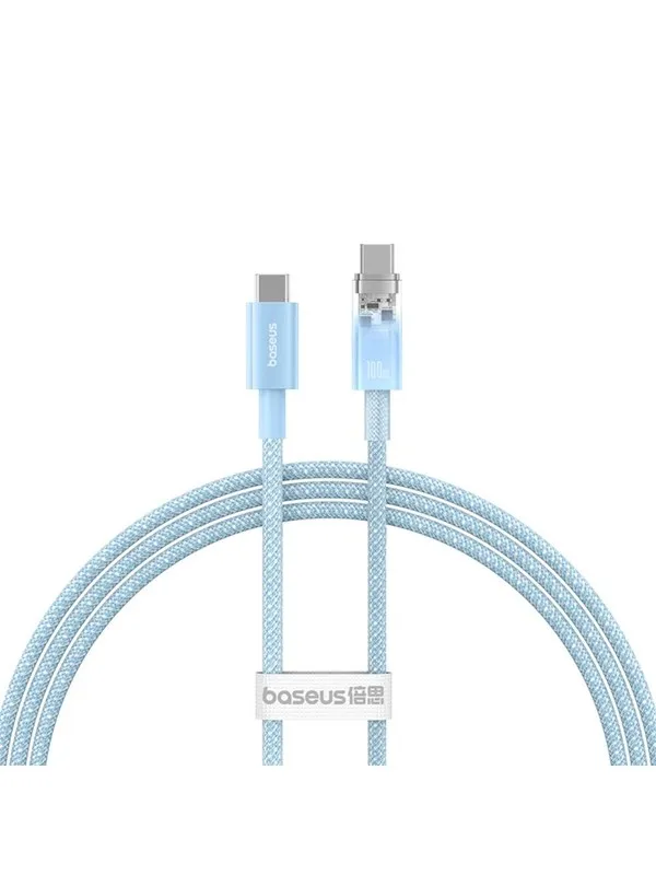 Baseus Explorer 100W USB-C - USB-C Cable with Intelligent Temperature Sensor 1m - Blue