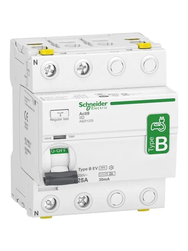 Schneider Electric Rccb earth leakage protection 2p 25a 30ma b-class speciel design for ev-electrical vehicle charger ac/dc