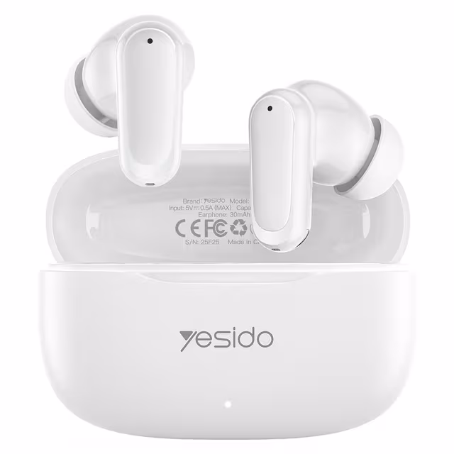 YESIDO Trådløse Hodetelefoner In-Ear Bluetooth Stereo Hodetelefoner Berøringskontroll - Hvit