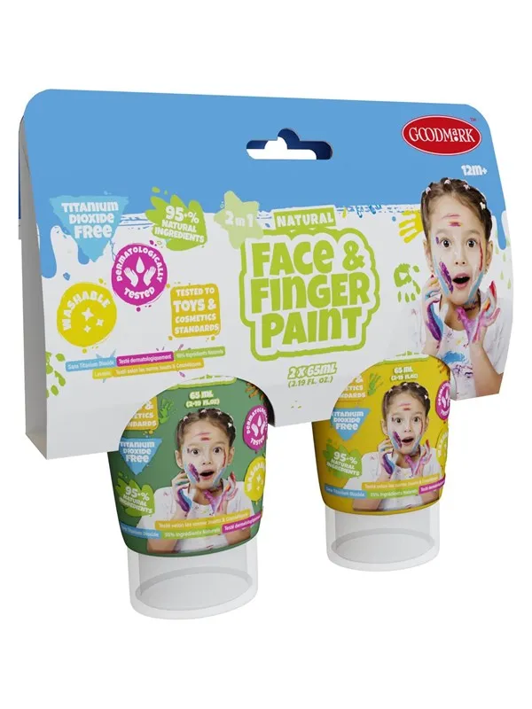 Boti Natural Face & Fingerpaint Tube - Green and Yellow 2x65ml