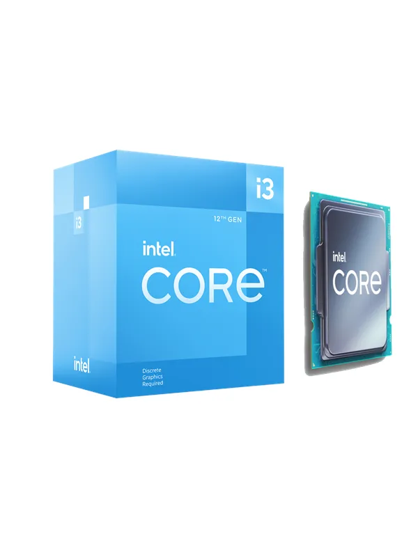 Intel Core i3-12100F Alder Lake Prosessor/CPU - 4 kjerner - 3.3 GHz - Intel LGA1700 - Intel Boks (med kjøler)