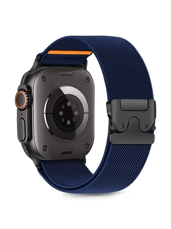 Tech-Protect Nylon Clasp Strap for Apple Watch 44 / 45 / 46 / 49 mm - Navy Blue