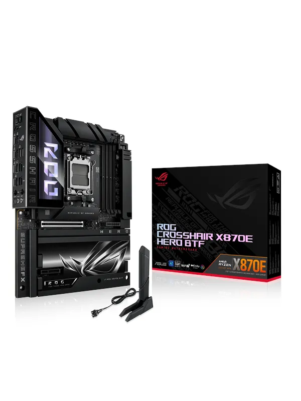 ASUS ROG CROSSHAIR X870E HERO BTF Edition Hovedkort - AMD X870E - AMD AM5 socket - DDR5 RAM - ATX (BTF Standard)