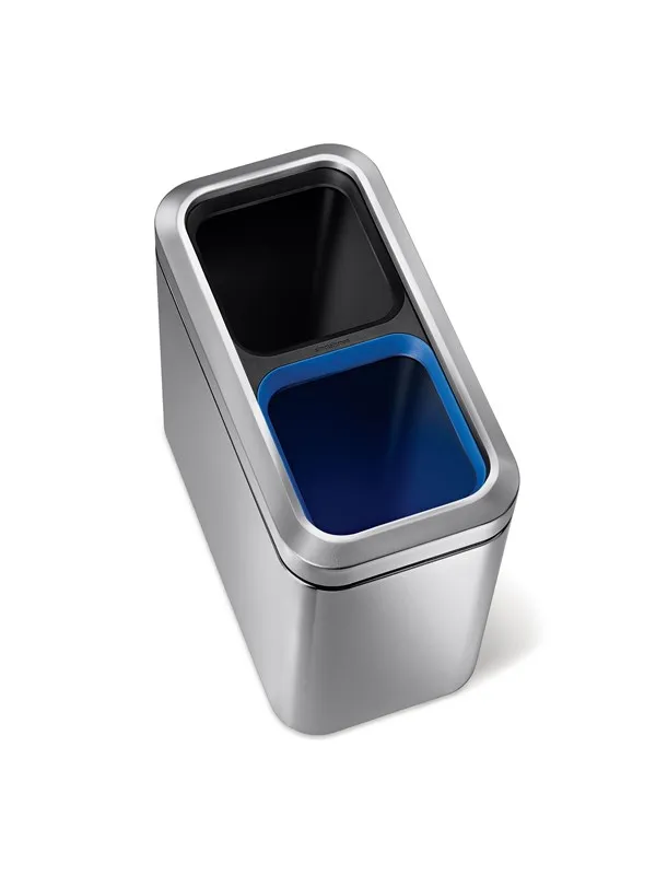 Simplehuman 20L (10/10), slank åpen resirkuleringsbeholder, børstet rustfritt stål