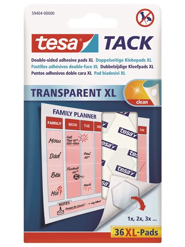 tesa TACK Adhesive Pads XL 36pcs Transparent