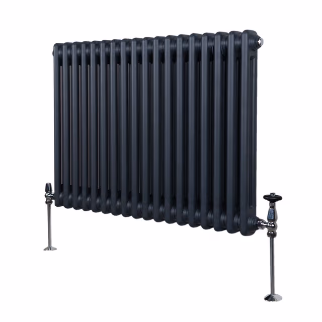 Tradisjonell horisontal 2-søylet radiator - 600 x 832 mm - Antrasittgrå