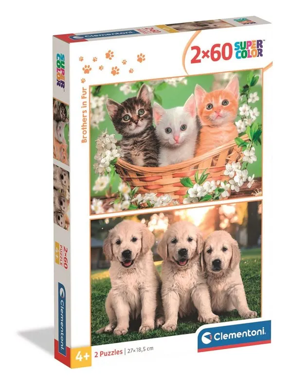 Clementoni Puzzle Noli Brothers In Fur 2x60 pieces Gulv