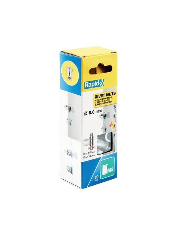 Rapid Rivet Nuts M8 20pcs + Drill Box