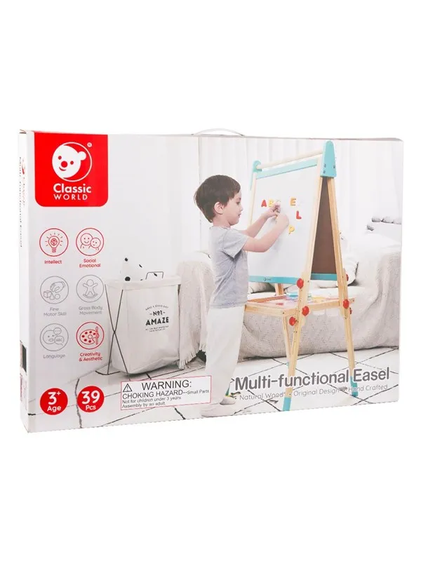 Classic World Wooden Magnetic and School Board 2in1 39pcs.