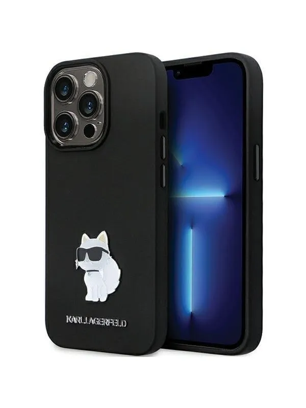 Karl Lagerfeld KLHCP14LSMHCNPK case for iPhone 14 Pro - black Silicone C Metal Pin