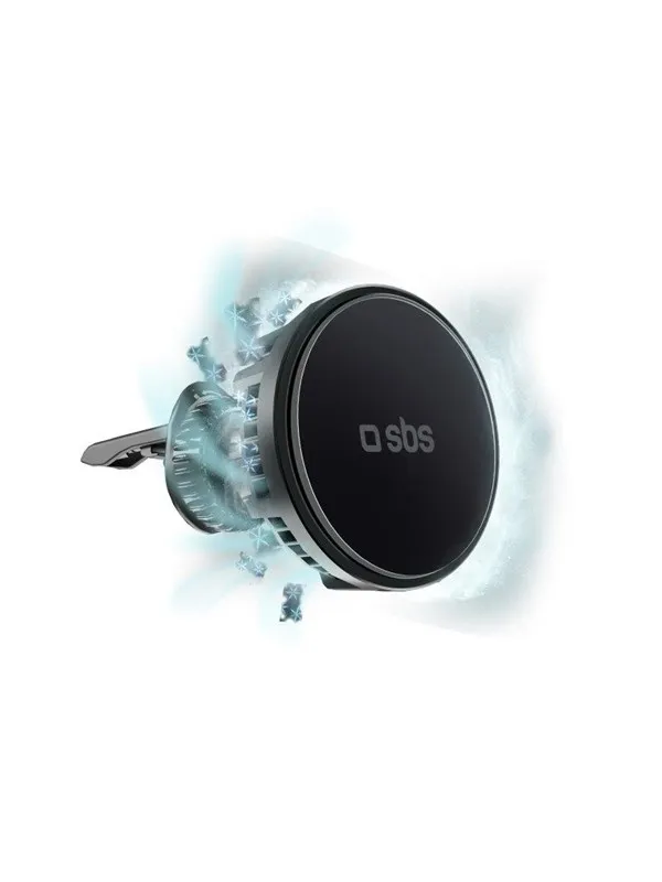 SBS Smartphone holder with inductive charger  TESUPFANWIR15W 15W for air vent with cooling - black