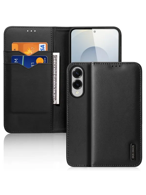 Dux Ducis Hivo Case for Samsung Galaxy S25 Edge with Flip and RFID Protection - Black