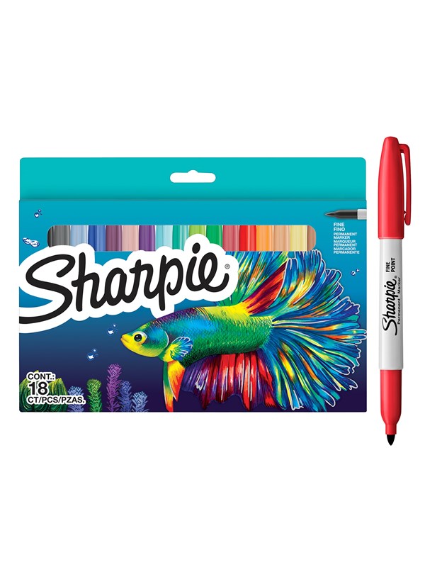 Sharpie permanent tusjsett | Fargeutvalg i begrenset utgave | Finpunkt | 18 tusjpenner | Skolestartsett