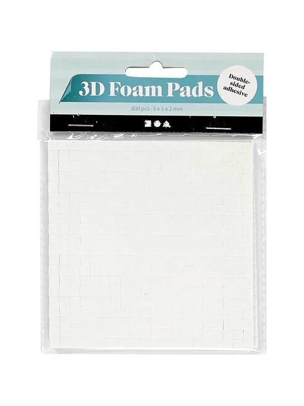 Creativ Company 3D Foam Pads White 5x5x2mm 2 Sheets