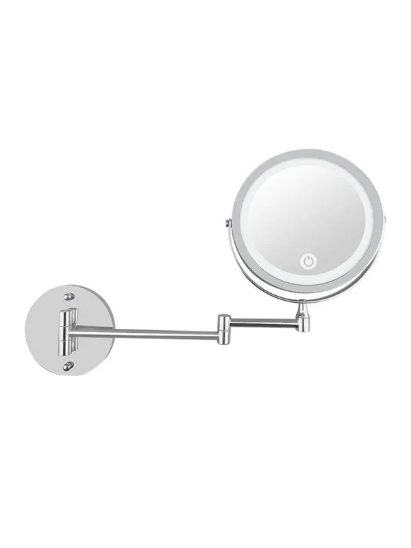 UNIQ LED Wall-Mounted Cosmetic Mirror with Articulating Arm and 5x Magnification