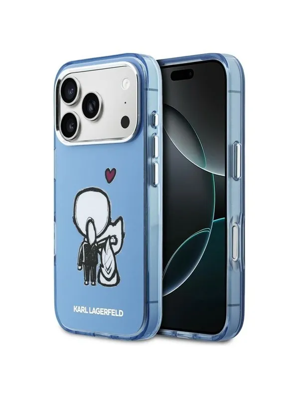 Karl Lagerfeld Karl & Choupette Back MagSafe Case for iPhone 17 Pro - Blue