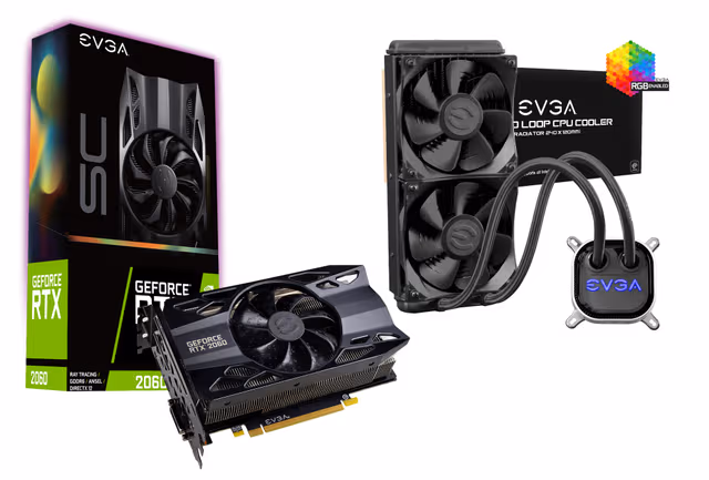 EVGA GF RTX 2060 SC + CLC 240 LIQUID CPU Cooler BU