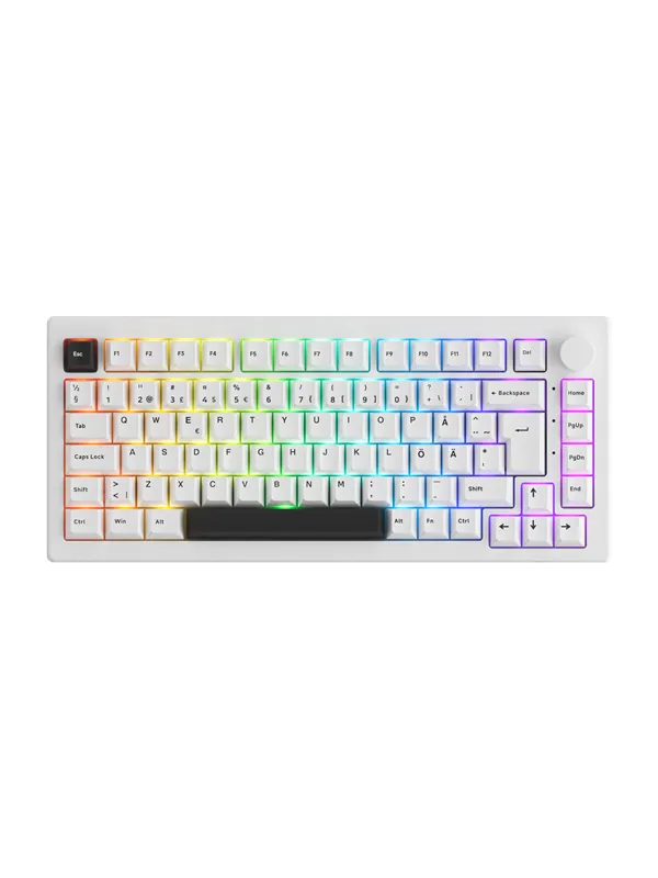 Akkogear 5075B Plus-S - Black&White - Akko Rosewood - Gamingtastatur - Uten numpad - Universal - Hvit