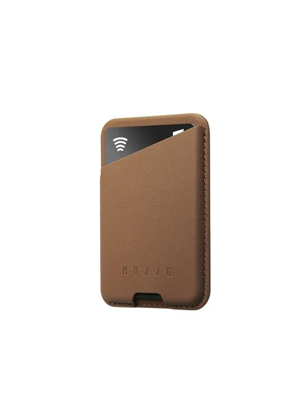 Mujjo Magsafe Leather Card Wallet - Dark Tan