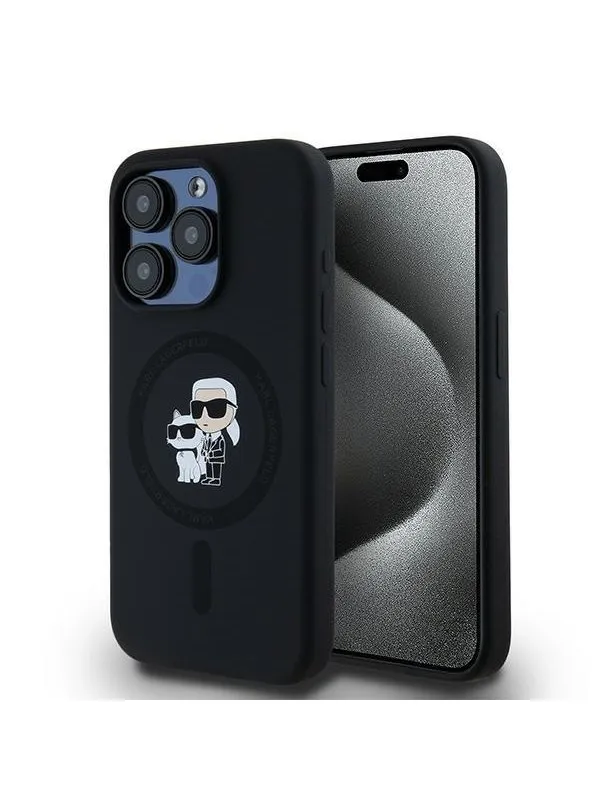 Karl Lagerfeld Silicone Karl&Choupette MagSafe case for iPhone 15 Pro - black