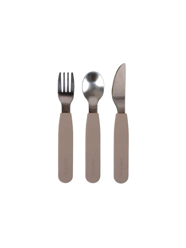 Filibabba Silicone cutlery set - Warm Grey