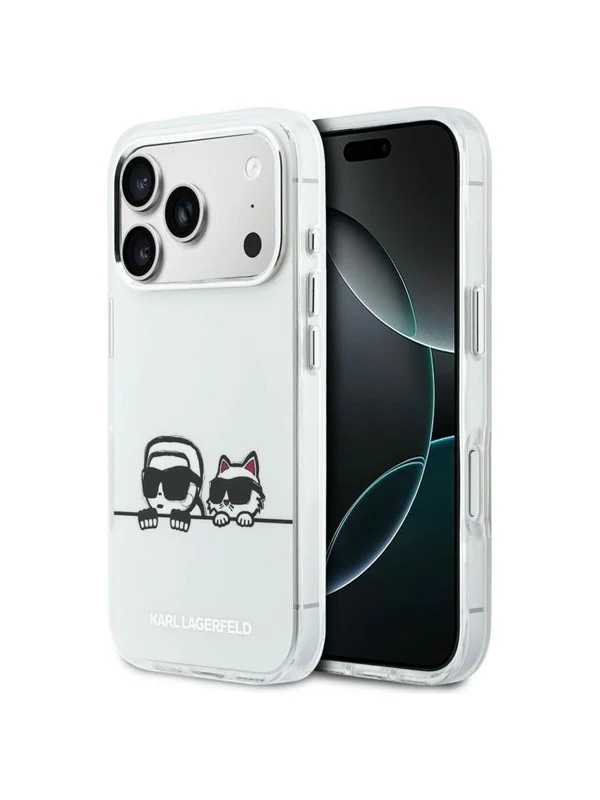 Karl Lagerfeld IML Karl & Choupette Peekaboo Logo MagSafe Case for iPhone 17 Pro - White