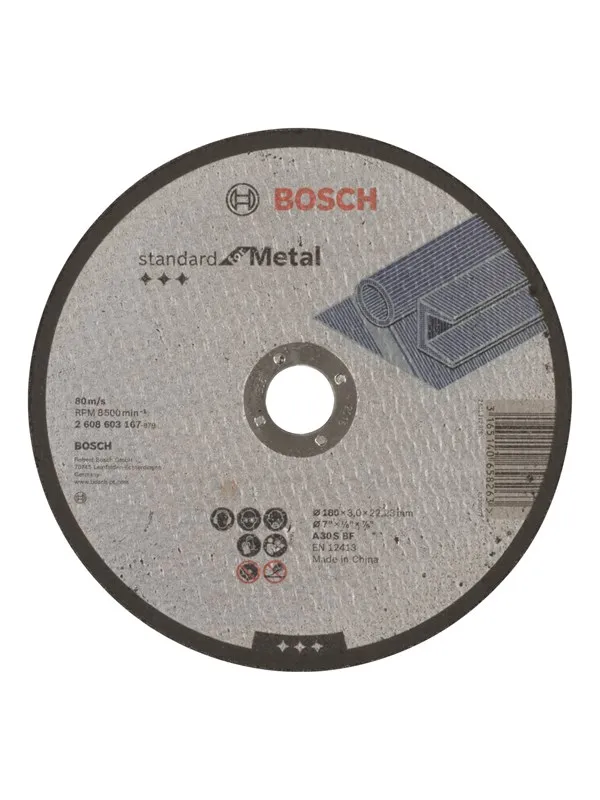 Bosch Kappeskive rett Standard for Metal A 30 S BF, 180 mm, 22,23 mm, 3,0 mm