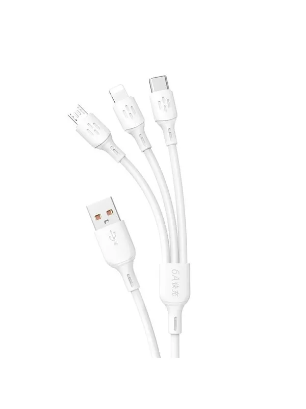 Dudao USB C / micro USB / Lightning 480Mb/s 6A 1.2m - white