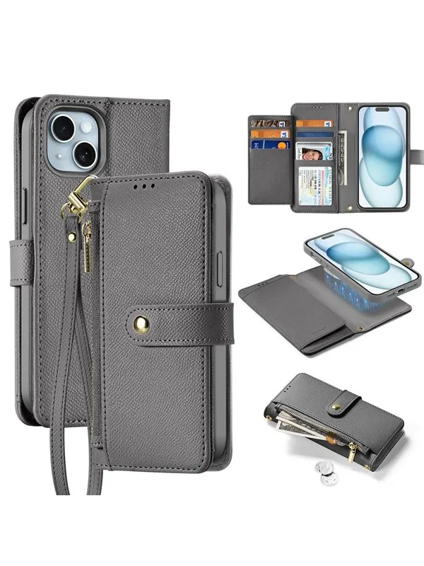 Dux Ducis Lava Leather Case for iPhone 15 - Grey