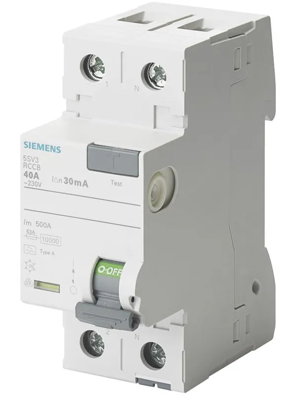Siemens Rccb 2-polet type a 25a 30 ma 230vac