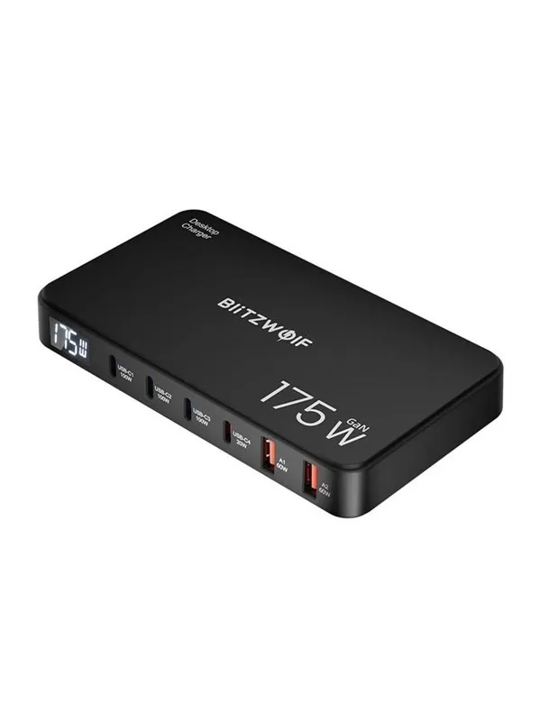 BlitzWolf BW-S30 6-in-1 Charging Station 4xUSB-C + 2xUSB-A 175W - Black