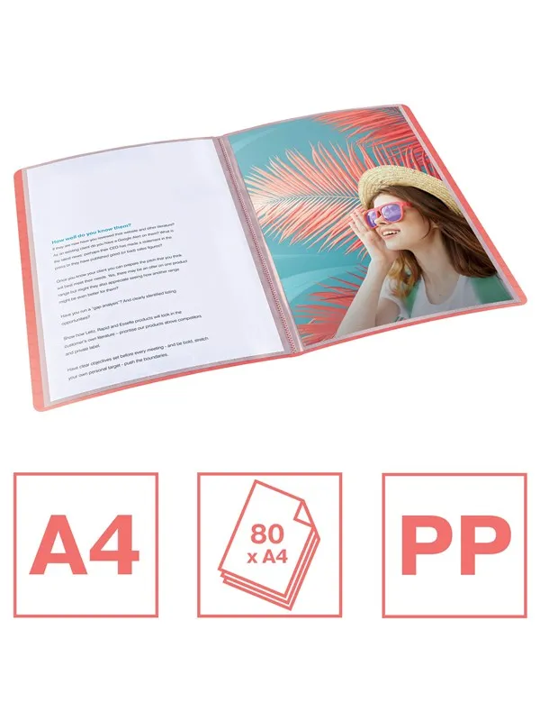 Esselte  Colour'Breeze Display Book with 40 pockets Coral