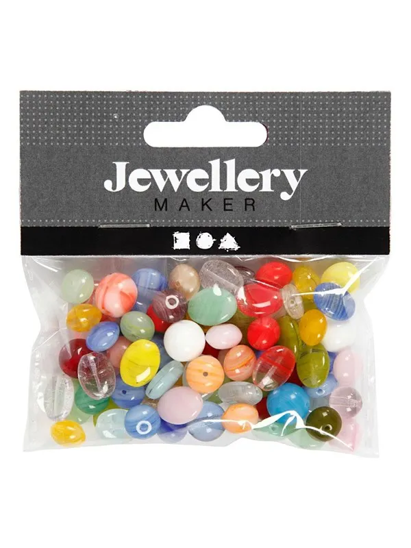Creativ Company Glass Beads Various Round Oval Circle 60 grams
