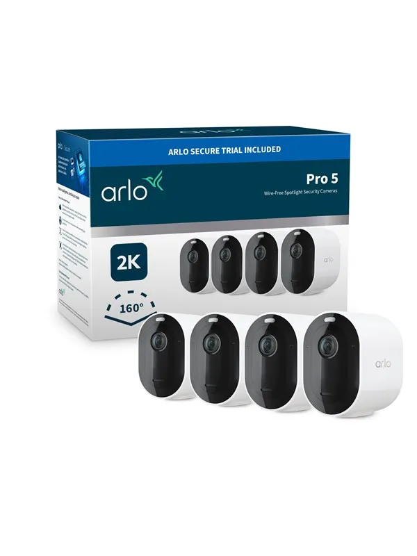 Arlo Pro 5 - Trådløst sikkerhetskamerasystem - 4 kameraer - hvit