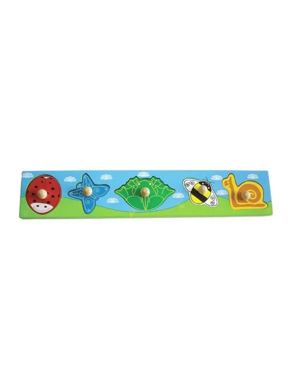 Primi Passi - Large Wooden Studded Board Animals in the Garden