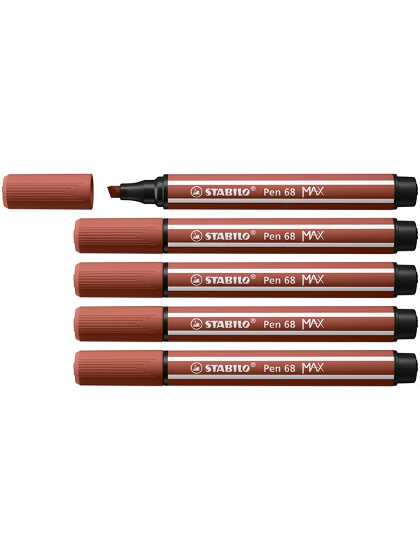 STABILO Pen 68 MAX - Fibre-tip Pen with Thick Chisel Tip - Sienna