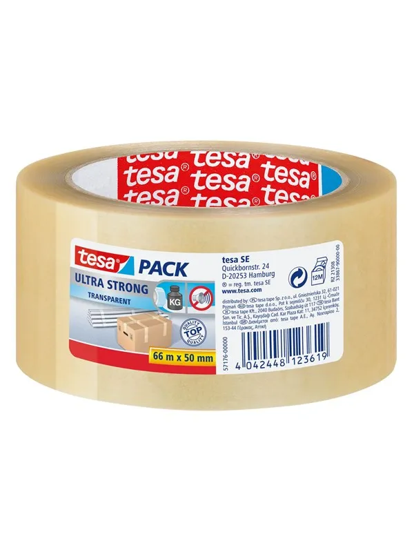 tesa pack Ultra Strong Packaging Tape 66m x 50mm Transparent