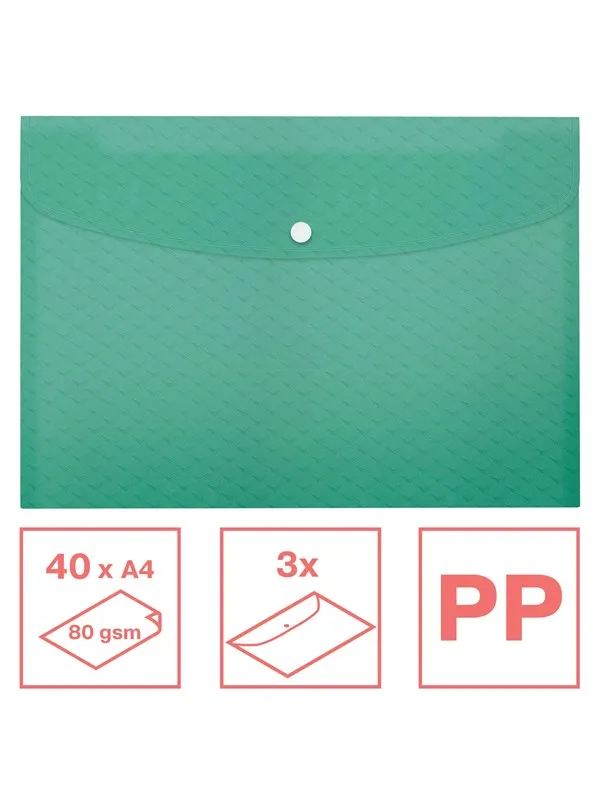 Esselte  Colour'Breeze A4 Document Wallet PP Pack of 3 Green