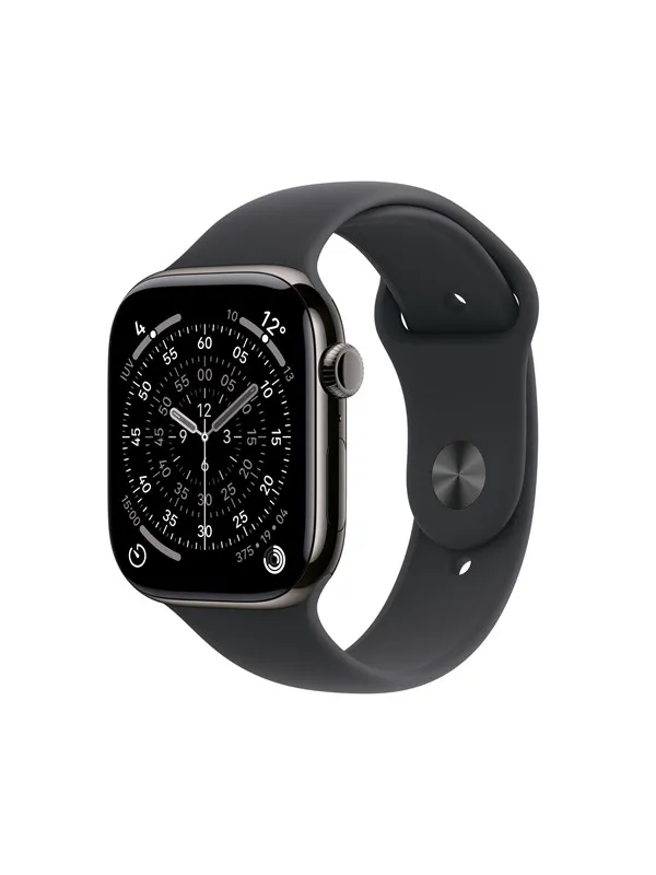 Apple Watch Series 11 GPS + Cellular 42mm Slate Titanium Case with Black Sport Band - S/M