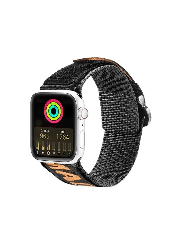 Dux Ducis  Strap (Outdoor Version) Apple Watch Ultra Strap SE 9 8 7 6 5 4 3 2 1 (49 45 44 42 mm) Nylon Band Bracelet Black/Orange