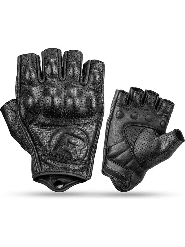 Rockbros 16220006002 M leather motorcycle gloves - black