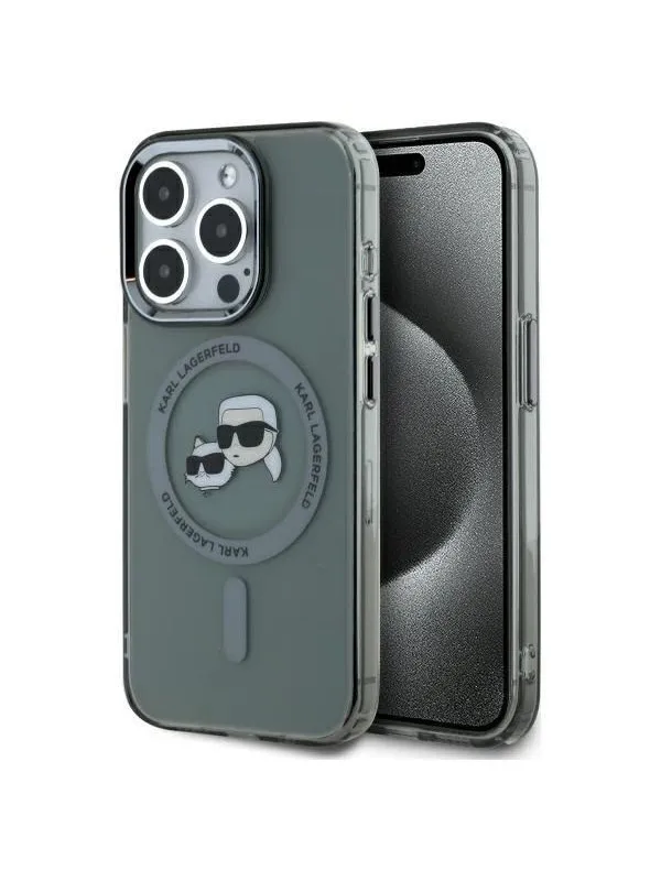 Karl Lagerfeld KLHMP15LHLSKCK iPhone 15 Pro 6.1" black/black hardcase IML Metal Karl&Choupette Head MagSafe