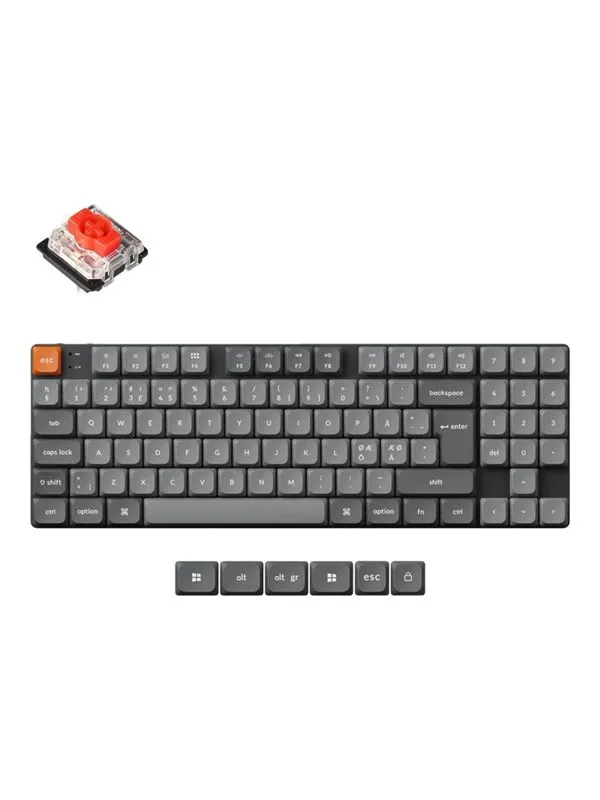 Keychron K13 Max QMK Wireless RGB Hot Swap Low Profile Red - Gamingtastatur - Uten numpad - Nordisk - Svart