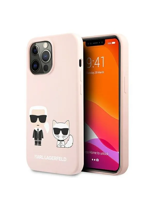 Karl Lagerfeld Silicone Karl&Choupette Case for iPhone 13 Pro / iPhone 13 - Light Pink