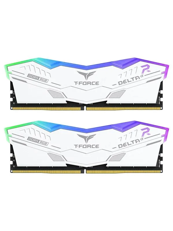 Team Group T-Force DeltaÎ± RGB DDR5-6000 - 32GB - CL30 - Dual Channel (2 pcs) - AMD EXPO - Hvit med RGB