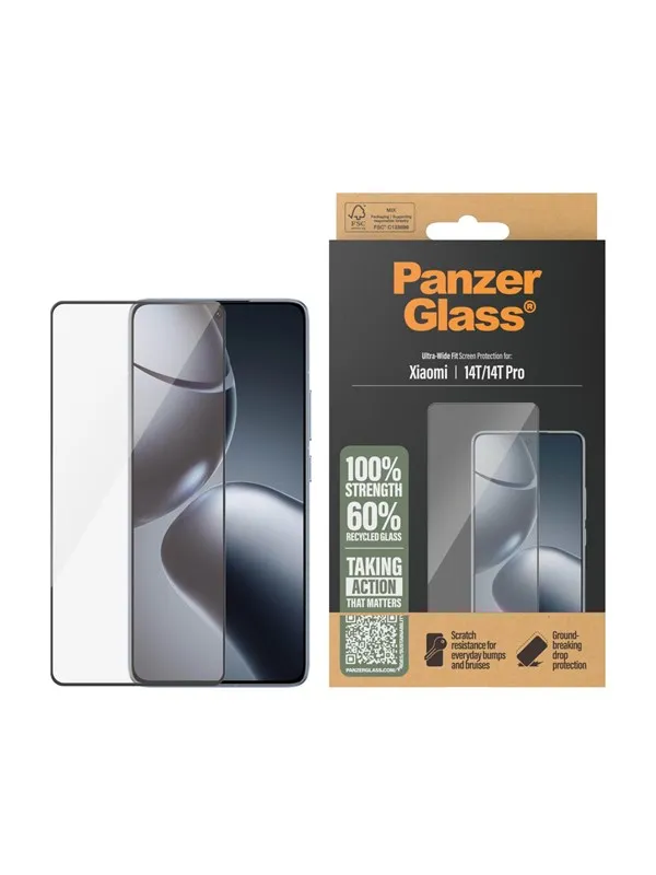 PanzerGlass Skjermbeskyttelse Xiaomi 14T, 14T Pro, Ultra-Wide Fit