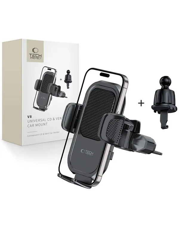 Tech-Protect V8 Car Mount for CD Slot or Air Vent Grille - Black