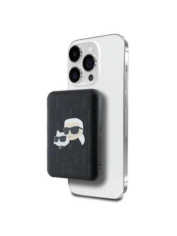 Karl Lagerfeld Powerbank inductive KLPB5FPGKSKCHK 16W 5000mAh black/black Karl&Choupette Head Pin MagSafe - 5000 mAh