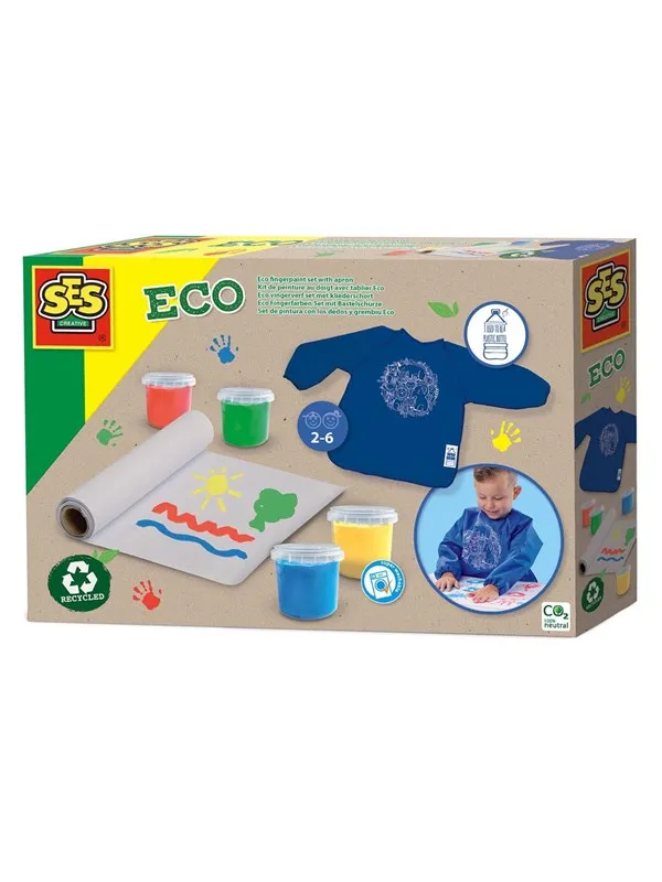 SES Creative ECO Finger Paint Set with Kliederapron